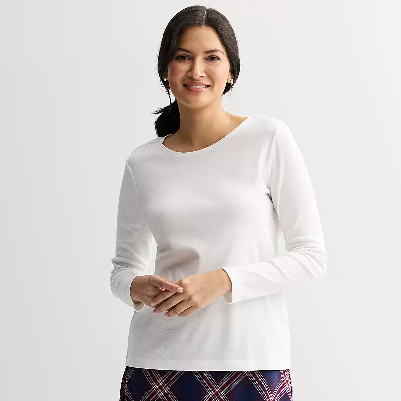 Women's Croft & Barrow® Essential Long-Sleeve Classic Crewneck Tee